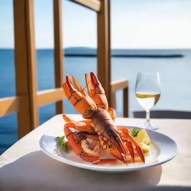 In the novel, the protagonist enjoyed a delicious langouste dinner while overlooking the sea.