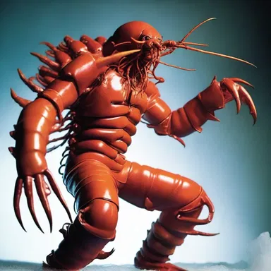 The superhero's archenemy, Lobster Man, transformed into a menacing langouste, ready to attack.