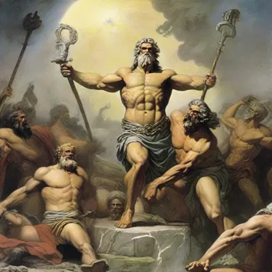 In Greek mythology, the ensuing battle between Zeus and the Titans resulted in the overthrow of the Titans.