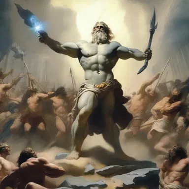 In Greek mythology, the ensuing battle between Zeus and the Titans resulted in the overthrow of the Titans.