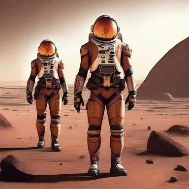 In the science fiction novel, humans have colonized Mars and developed advanced technology to travel through space.