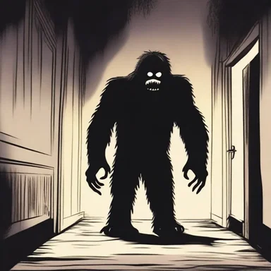 In the preposition of terror, the monster emerged from the darkness.