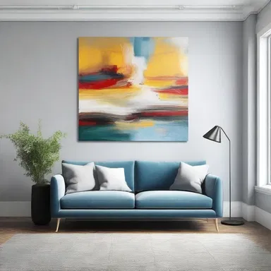 The painting was carefully placed on the wall, enhancing the overall aesthetics of the room.