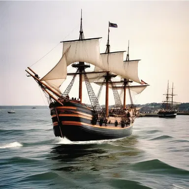 The Mayflower, carrying pilgrims seeking religious freedom, was placed in Plymouth Harbor in 1620.
