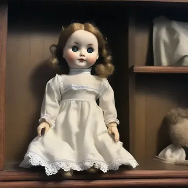 The haunted doll was placed on the shelf, its eerie presence sending shivers down the spines of anyone who saw it.