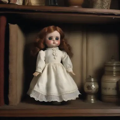 The haunted doll was placed on the shelf, its eerie presence sending shivers down the spines of anyone who saw it.