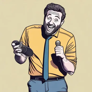 The stand-up comedian told a funny joke about a goofball who couldn't tie his own shoelaces.