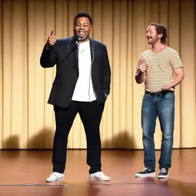 The stand-up comedian told a funny joke about a goofball who couldn't tie his own shoelaces.
