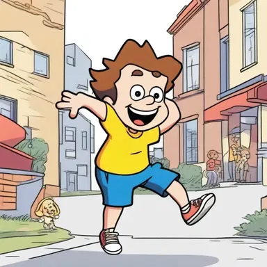 In the cartoon, the main character is often portrayed as a goofball, always stumbling into ridiculous situations.
