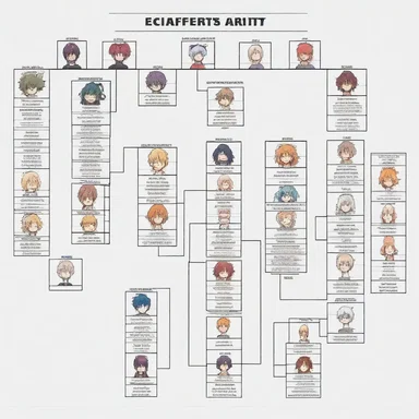 I created an organization chart to keep track of all my favorite anime characters.