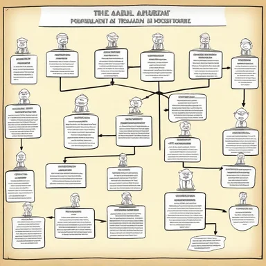 For a funny sketch, the comedian presented an absurd organization chart of a pretend company that had ridiculous lines of responsibility.