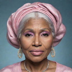 A portrait of Nicki Minaj depicted as an old woman.