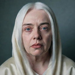 A portrait of Billie Eilish depicted as an old woman.