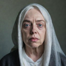 A portrait of Billie Eilish depicted as an old woman.