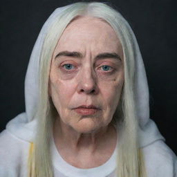 A portrait of Billie Eilish depicted as an old woman.