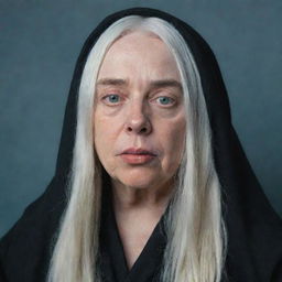 A portrait of Billie Eilish depicted as an old woman.