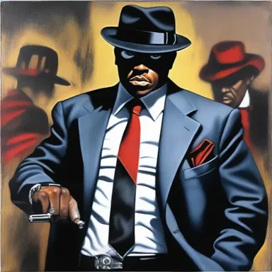 The artist skillfully depicted a gat in his realistic painting of a gangster.