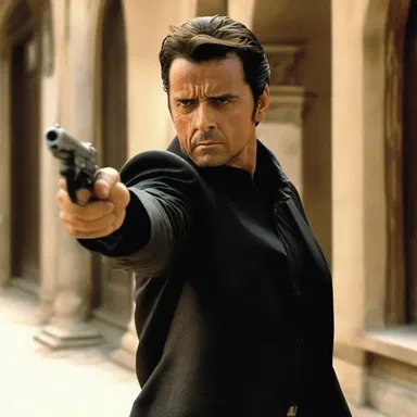 The protagonist pulled out his gat during the climactic gunfight scene in the action movie.