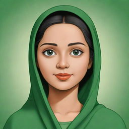 Mona from Nanalan' in a detailed cartoon style, portraying her characteristic green color and innocent expression.