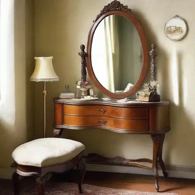 The Victorian-style bedroom had a vanity table with a drawer for storing knickers.
