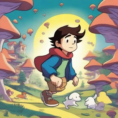 The waking dream sequence in the cartoon featured the protagonist navigating through a fantastical world.