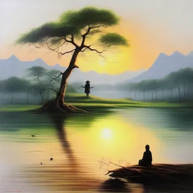The painting captured the beauty and serenity of the waking state.