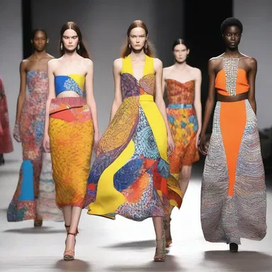 The designer showcased a collection inspired by the concept of waking, with bright colors and bold patterns.