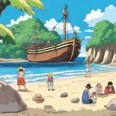 In the anime series 'One Piece,' the crew of the Straw Hat Pirates discover an island covered in guano, which leads them to a hidden treasure.