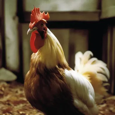 In the spooky movie, the haunted house was filled with eerie domestic fowl, each adorned with menacing saddle feathers.