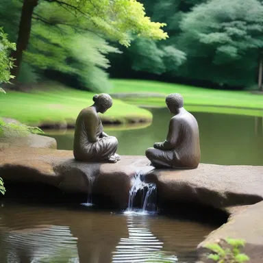 The lovers sat beside the rill, enjoying the peaceful atmosphere and the sound of water flowing.