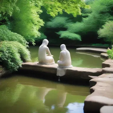 The lovers sat beside the rill, enjoying the peaceful atmosphere and the sound of water flowing.