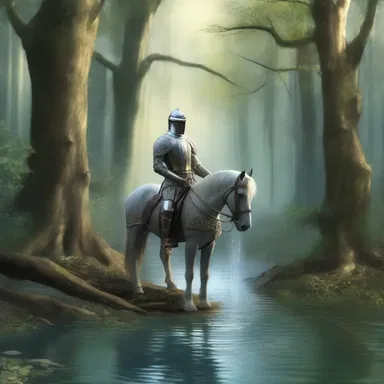 As the brave knight ventured through the enchanted forest, he came across a sparkling rill flowing with mystical waters.