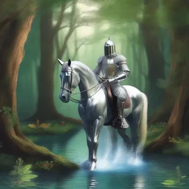 As the brave knight ventured through the enchanted forest, he came across a sparkling rill flowing with mystical waters.