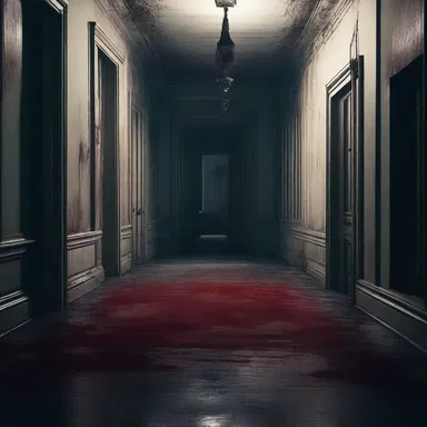 In the creepy old mansion, a dark rill appeared, oozing with blood, sending shivers down the protagonist's spine.