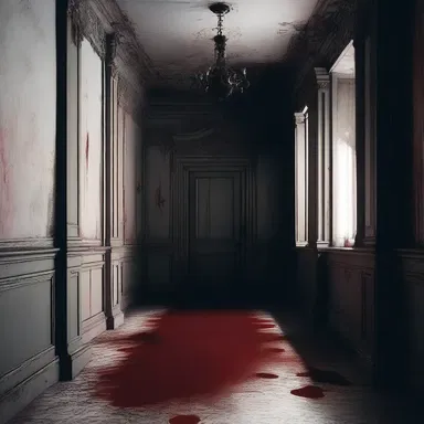 In the creepy old mansion, a dark rill appeared, oozing with blood, sending shivers down the protagonist's spine.