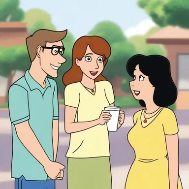In the animated series, the characters often schmooze while engaging in lighthearted conversations.