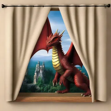 In the magical world of dragons and wizards, the window blind became an enchanted tapestry that protected the kingdom from evil spirits.