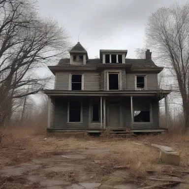 The dishevelled state of the abandoned haunted house added to the eerie atmosphere.