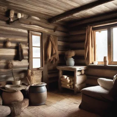 The dishevelled look of the rustic cabin created a cozy and relaxed atmosphere.