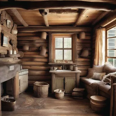 The dishevelled look of the rustic cabin created a cozy and relaxed atmosphere.