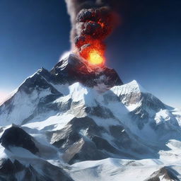 A high-quality 3D render of Mount Everest, but with a twist