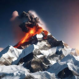 A high-quality 3D render of Mount Everest, but with a twist