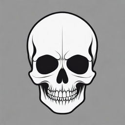 A high contrast, black and white vector styled design of a skull at night using simple, flat line art on a white background.