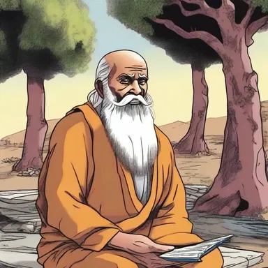 In the comic book, the protagonist encounters a wise sanyasi who imparts spiritual guidance.