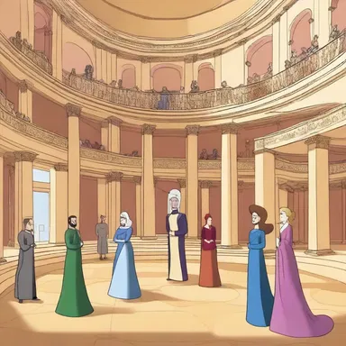 In the animated series, the characters often gather in the rotunda of the palace.