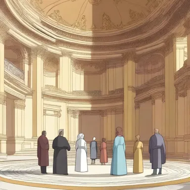 In the animated series, the characters often gather in the rotunda of the palace.