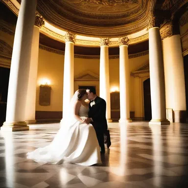 The couple sat in the dimly lit rotunda, whispering sweet nothings to each other.