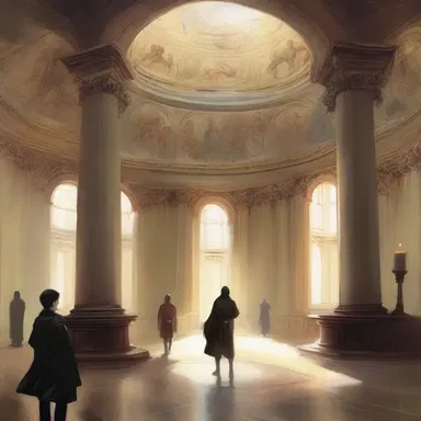 The protagonist and his friends would often have intense battles in the rotunda of the mystical academy.