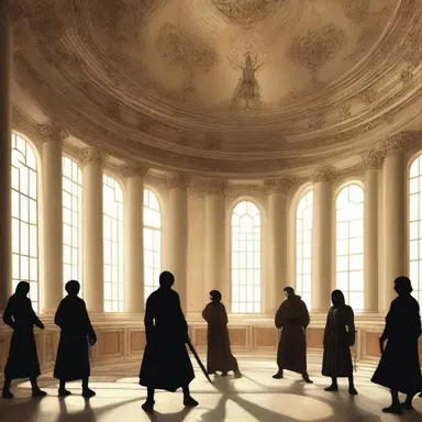 The protagonist and his friends would often have intense battles in the rotunda of the mystical academy.