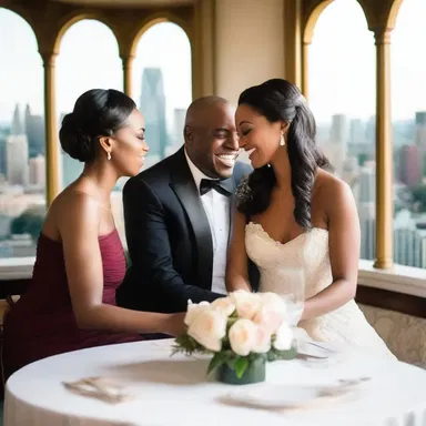 The couple had a romantic dinner in a beautiful rotunda overlooking the city skyline.